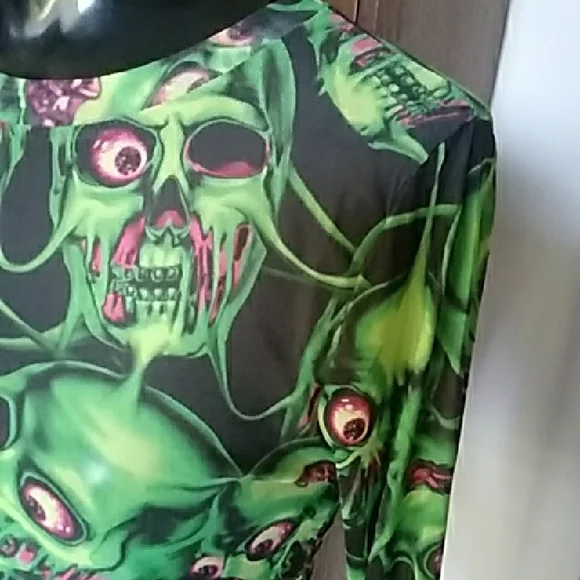 Dolls Kill Green Skull Crop Top - Picture 2 of 5